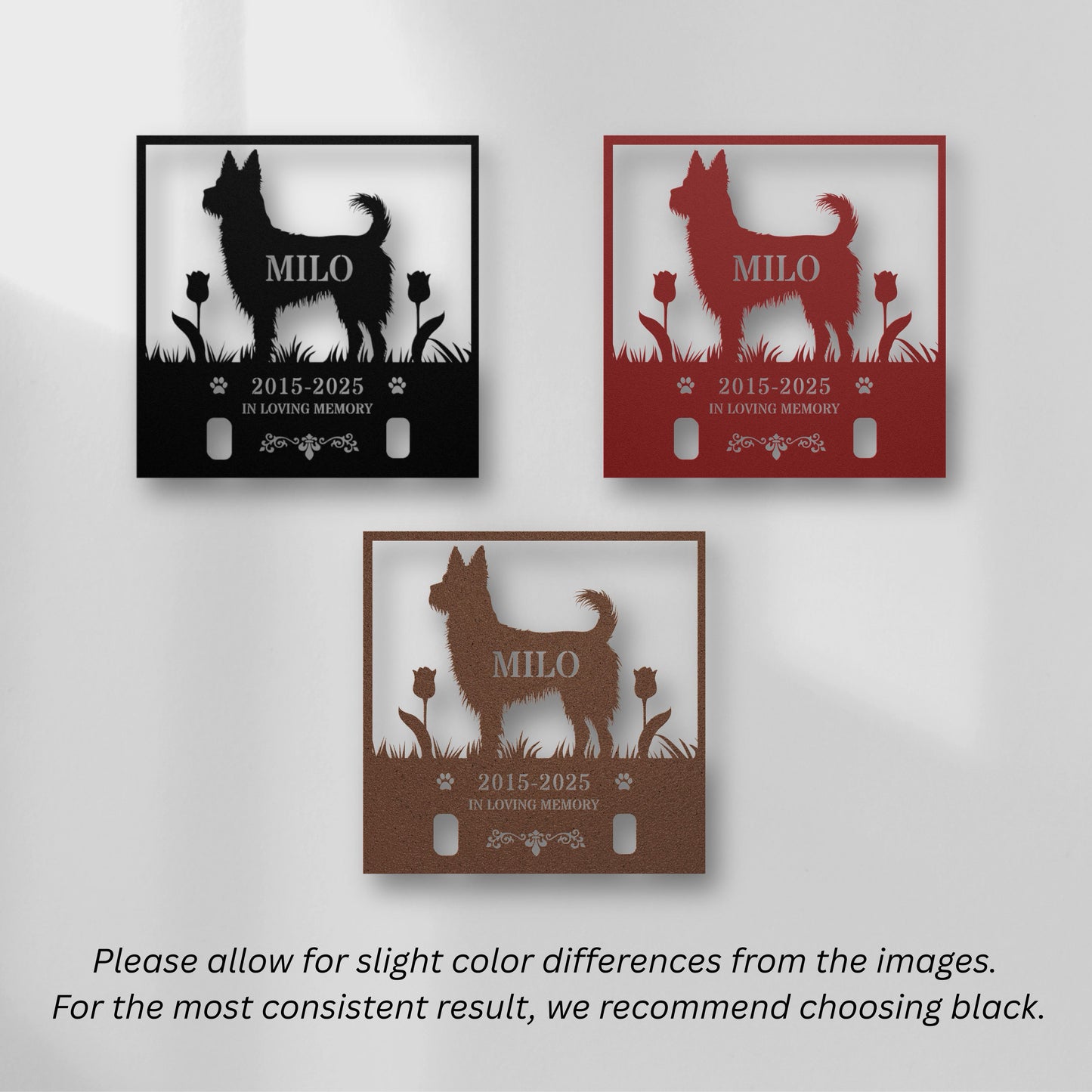 Personalized Dog Memorial with Collar Hole, Square Shape, Die-Cut Premium Metal Signs