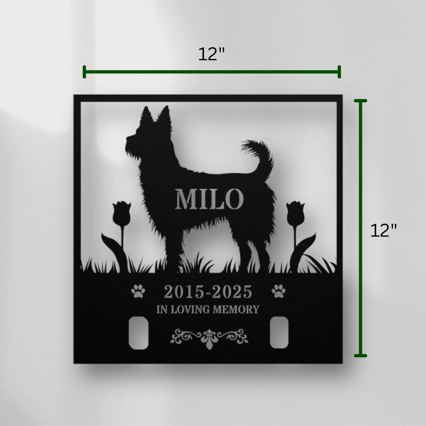 Personalized Dog Memorial with Collar Hole, Square Shape, Die-Cut Premium Metal Signs