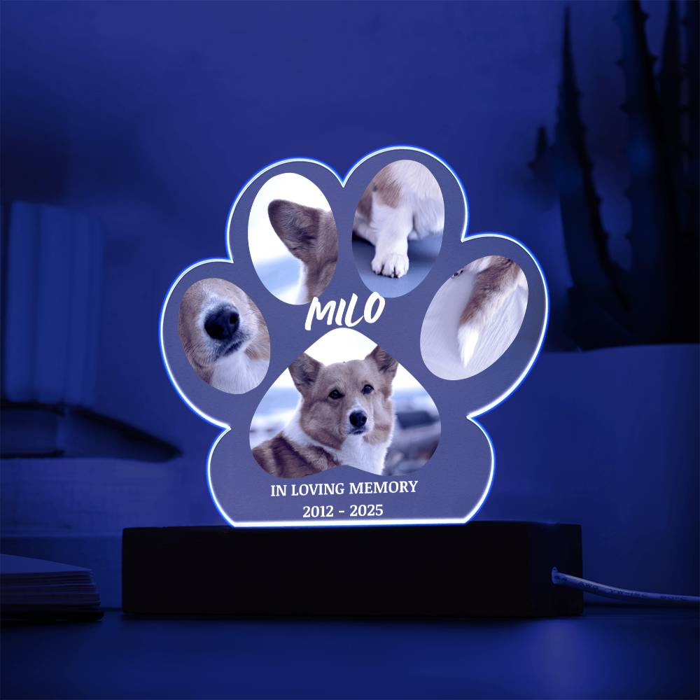 Personalized Dog Memorial Paw Print Collage Acrylic Sign