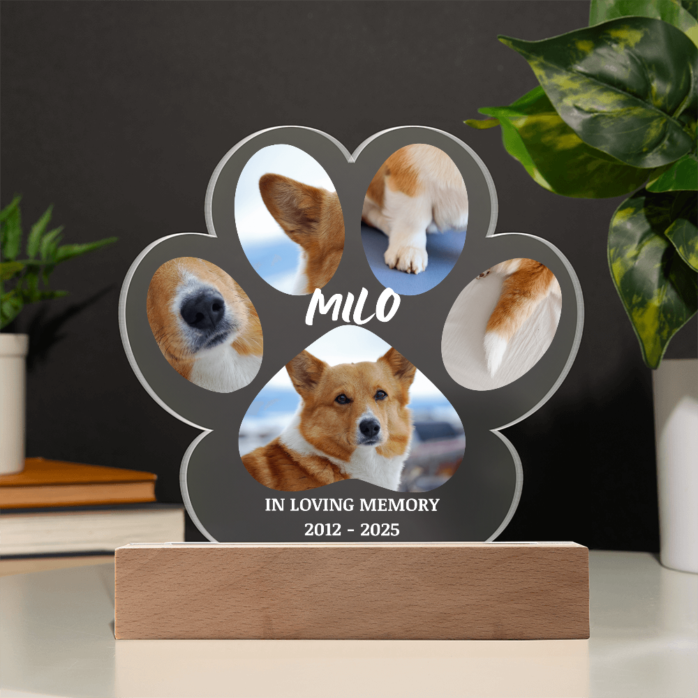 Personalized Dog Memorial Paw Print Collage Acrylic Sign