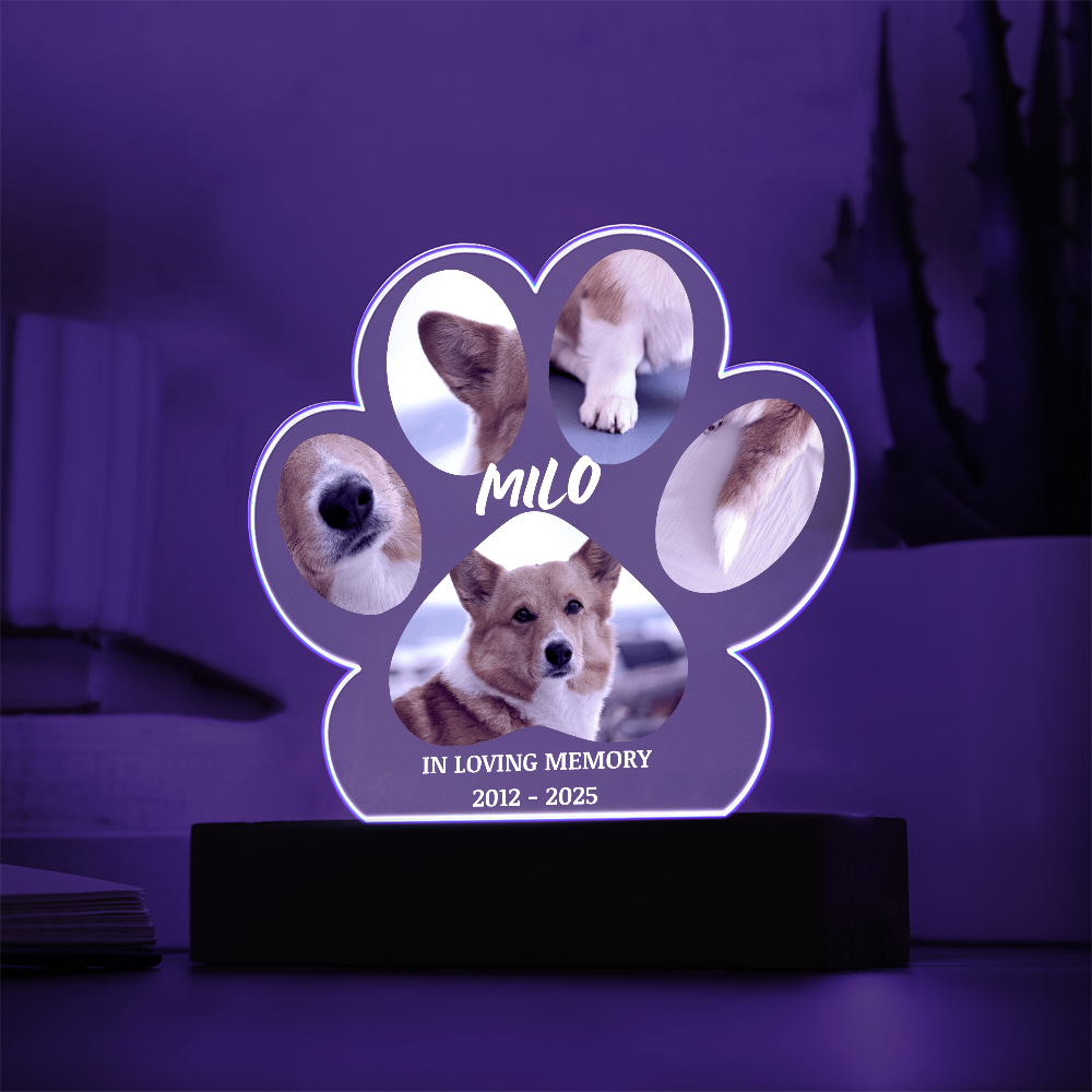 Personalized Dog Memorial Paw Print Collage Acrylic Sign