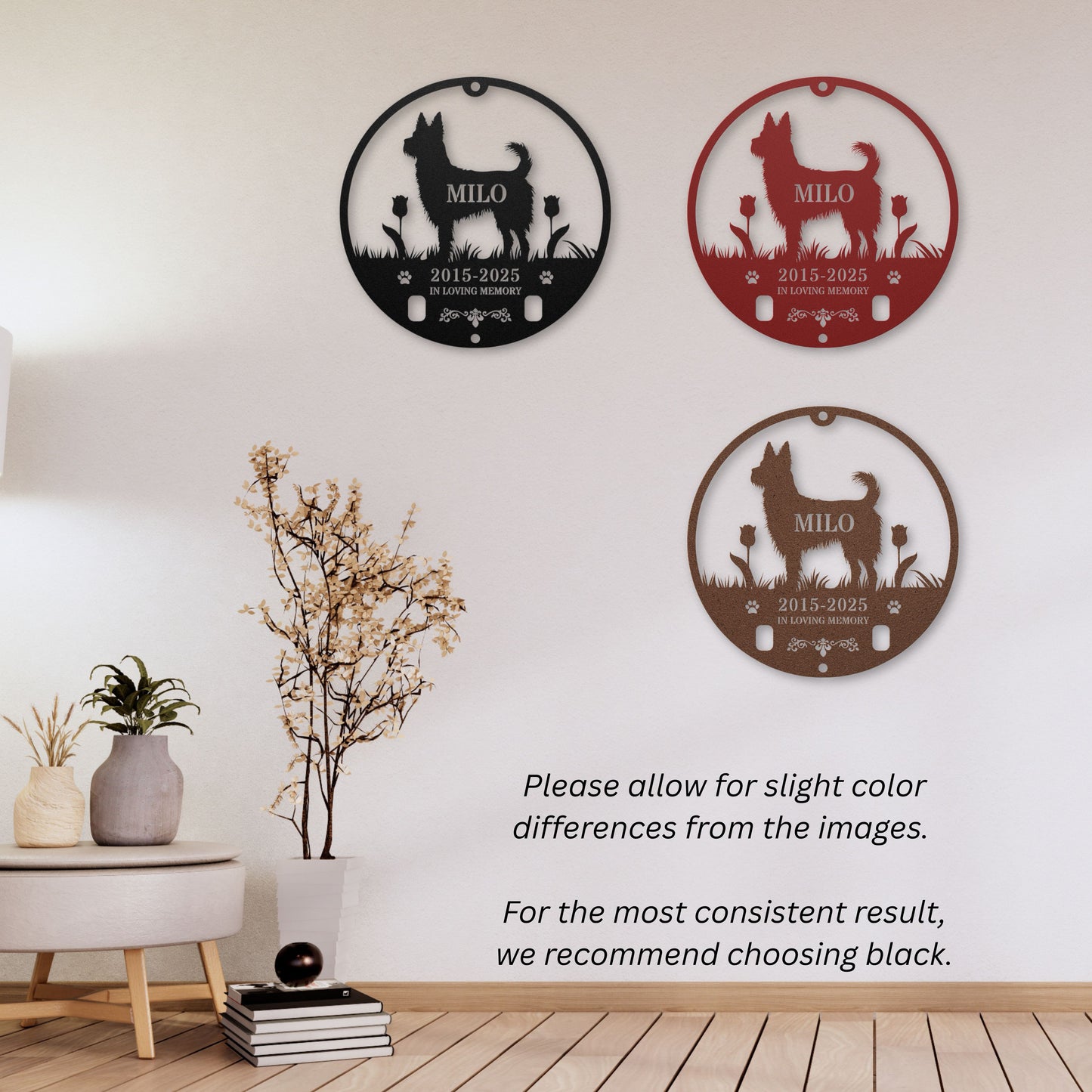Personalized Dog Memorial with Collar Hole, Round Shape, Die-Cut Premium Metal Sign