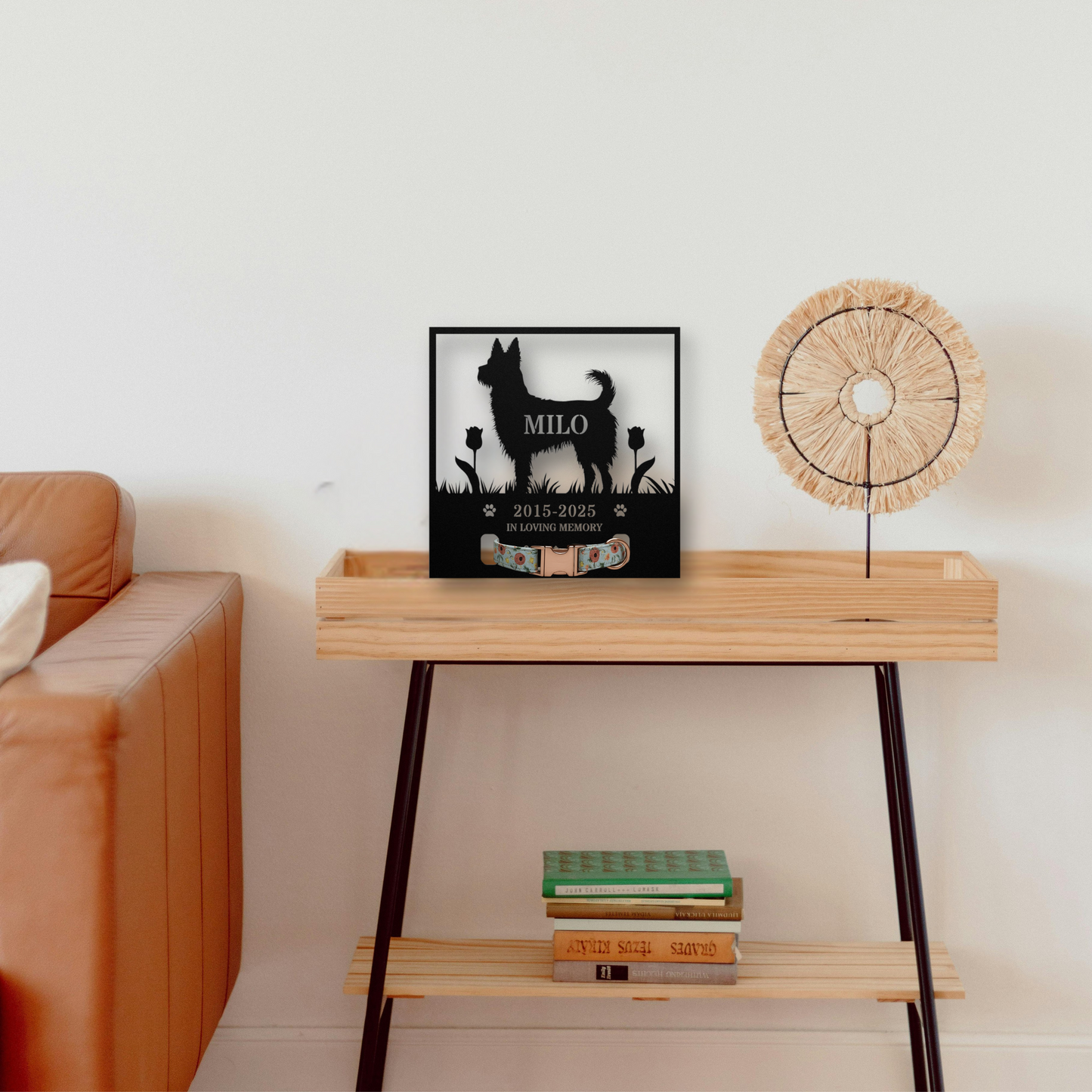 Personalized Dog Memorial with Collar Hole, Square Shape, Die-Cut Premium Metal Signs