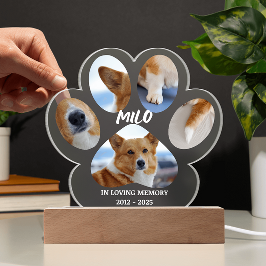 Personalized Dog Memorial Paw Print Collage Acrylic Sign
