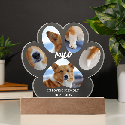 Personalized Dog Memorial Paw Print Collage Acrylic Sign
