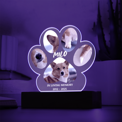 Personalized Dog Memorial Paw Print Collage Acrylic Sign