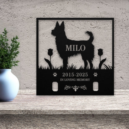Personalized Dog Memorial with Collar Hole, Square Shape, Die-Cut Premium Metal Signs